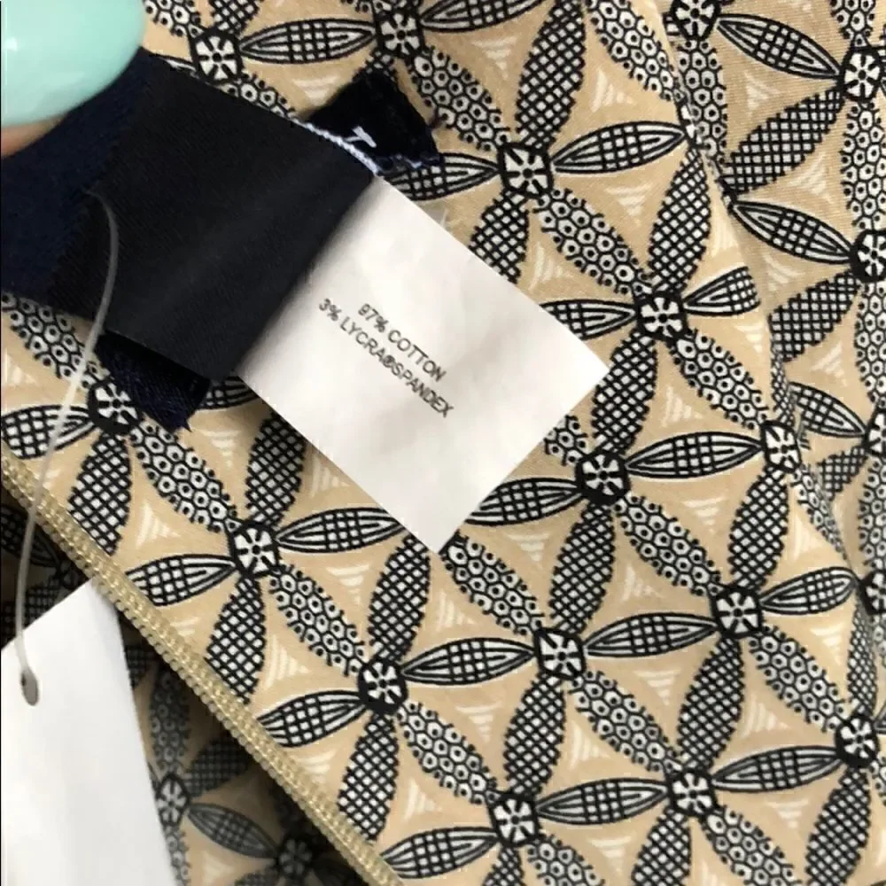 Gap khaki &blue geometric stretch cotton dress 8